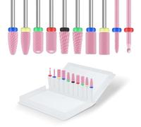 Depvko 10Pcs Ceramic Nail Drill Bits, Professional 3/32 Inch Electric e file Drill Bits for Nail Tech, Manicure Pedicure Tool for Acrylic Gel Nails, Safety Cuticle Bits for Nail File Remover Machine