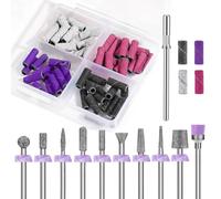 Depvko 10pcs Diamond Nail Drill Bits, Cuticle Bit for Efile Nail Drill wtih 40pcs Small Sanding Bands (#120#180#240) & Mandrel Bit, Acrylic Remover Tool Manicure Pedicure Kit for Nail Prep Gel Polish