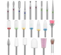 Depvko 22pcs Nail Drill Bits Set, Professional 3/32'' Ceramic Diamond Safety Drill Bits Nail Tech, Cuticle Remover Electric Nail File Bits for Acrylic Gel Efile Nail Drill, Nail Manicure Pedicure Set