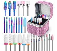 Depvko Nail Drill Bits Set with Storage Case: 30pcs 3/32 Inch Carbide Diamond Ceramic Professional Electric Nail eFile Bits Kit for Acrylic Nail, Multi-Function Cuticle Drill Bit for Manicure Pedicure