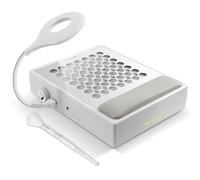 Depvko Nail Dust Collector, Nail Extractor Vacuum Cleaner with Lamp &Reusable Filter &Brush, Adjustable Electric Nail Fan Dust Vacuum Manicure Tool for Acrylic Gel Nail Polishing, Low Noise (White)
