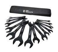 Der Erwachte Super-Thin Open End Wrench Set, 14-Piece SAE & Metric Sizes, 6mm to 24mm, 3/8" to 1-1/16", Black Electrophoretic Coating, Ultra-Slim with Mechanic Rolling Pouch