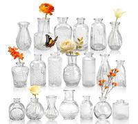 Der Rose 20pcs Glass Bud Vases, Clear Vases for Wedding Home Decorations | Modern fluted design, eye-catching light reflection, thick sturdy glass, easy to clean, wedding table centerpiece decor