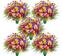 Der Rose 24 Bundles Artificial Flowers for Outdoor Decoration Colorful Fake Flowers for Spring Summer Home Garden Farmhouse Patio Decor