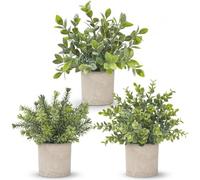 Der Rose 3 Pack Mini Potted Fake Plants Artificial Plastic Eucalyptus Plants Topiaries for Home Office Desk Farmhouse Room Bathroom Decor