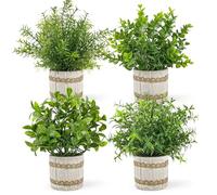 Der Rose 4 Pack Small Fake Plants Indoor Mini Artificial Plants for Home Office Farmhouse Decor Bathroom Bedroom Kitchen Desk Decor