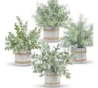 Der Rose 4 Pack Small Fake Plants Indoor Mini Artificial Plants for Home Office Farmhouse Decor Bathroom Bedroom Kitchen Desk Decor