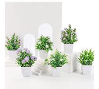 Der Rose 6 Pack Small Fake Plants Mini Artificial Faux Plants with Flowers for Home Room Farmhouse Bathroom Decor Indoor