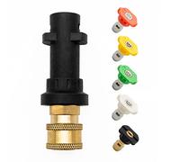 DERASL 1/4" Brass Female Quick Coupler Adapter with Multi-Degree Nozzles - Compatible with Karcher K Series K2, K3, K4, K5, K6, K7 Pressure Washers