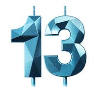 Deratta 13th Birthday Candles for Cakes Number Candles Blue Cake Candles for Anniversary Birthday Party Decorations Cake Toppers 13th Birthday Cake Candles