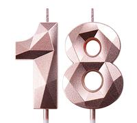 Deratta 18th Birthday Candles for Cakes Number Candles Rose Gold Cake Candles for Anniversary Birthday Party Decorations Cake Toppers 18th Birthday Cake Candles