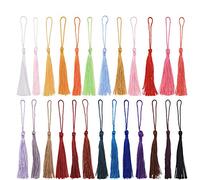 DERAYEE 100 PCS Silky Handmade Tassels Bookmarks Tassel Craft Floss Tassel with Cord Loop for Jewelry Making DIY Projects (assorted 25 Colors)