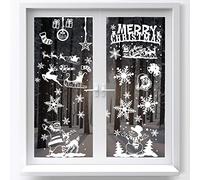 DERAYEE 104 pieces Window Static Stickers Snowflake Clings for Christmas Window Decorations