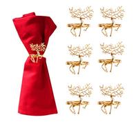DERAYEE 12 PCS Christmas Napkin Rings, Reindeer Napkin Rings Gold Elk Napkin Holders Napkin Buckle for Xmas Thanksgiving Party Holiday Wedding Table Decoration
