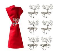 DERAYEE 12 PCS Christmas Napkin Rings, Reindeer Napkin Rings Sliver Elk Napkin Holders Napkin Buckle for Xmas Thanksgiving Party Holiday Wedding Table Decoration