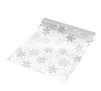 DERAYEE 16.4 Yards Christmas Table Runner, Sliver Snowflakes Organza Tulle Roll Glitter Foil Table Cloth for Chrismas Table Decorations DIY Crafts Xmas Party Decor Gift Wrapping