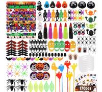 DERAYEE 170PCS Halloween Party Bag Fillers, Halloween Party Toys Trick or Treat Toys for Kids Classroom Prizes Pinata Game Gifts(Random Color)