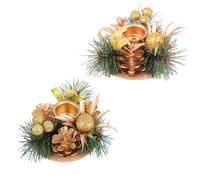 DERAYEE 2 Pack Christmas Candlestick Holders, Gold Decorative Candle Holders for Christmas Table Mantle Fireplace Decoration (gold)