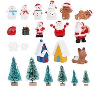 DERAYEE 22 PCS Miniature Christmas Figurines, Mini Christmas Ornaments Santa Claus Christmas Tree Snowman Reindeer DIY Kits for Home Garden Party Desktop Decoration