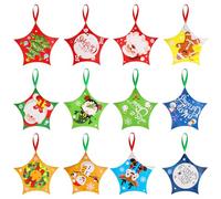 DERAYEE 24 Pack Christmas Boxes, Xmas Sweet Boxes Small Gift Box with Ribbons for Christmas Party Supplies Tree Decorations