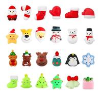DERAYEE 24 PCS Christmas Mochi Squeeze Toys, Squishy Toys Stress Relief Toy Tree Santa Claus Bear Goody Bags Filler Gifts for Party Favors