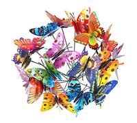 DERAYEE 24 Pieces Garden Butterflies Stakes Double-deck Butterflies Ornaments for Yard Patio Party Halloween Christmas Decorations