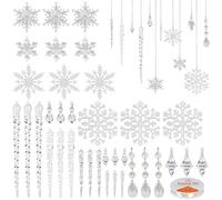 DERAYEE 36 PCS Christmas Hanging Decoration, Acrylic Crystal Ornaments Christmas Tree Decoration for Xmas Wedding Festival Home Party Supplies