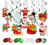 DERAYEE 51PCS Christmas Ceiling Decorations, Christmas Hanging Decorations Foil Swirl Decorations for Indoor Outdoor Xmas Holiday Party Decoration Supplies