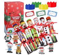 DERAYEE 6 Pack Christmas Crackers Christmas Wind Up Toys and Party Hats for Kids and Adults
