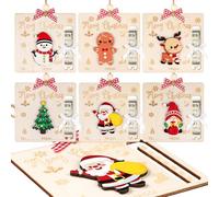 DERAYEE 6 Pack Christmas Money Holders, Wooden Money Holders Card Xmas Gift Decorations for Christmas Cash Holders