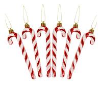 DERAYEE 6 PCS Christmas Glitter Candy Cane Plastic Candy Cane Christmas Tree Decorations for Xmas New Year Party Supplies (Red & White)