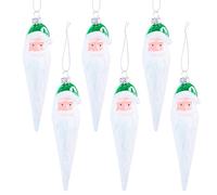 DERAYEE 6 PCS Christmas Glitter Santa Claus Hanging Decorations Santa Claus Icicle Baubles Christmas Tree Decorations for Xmas Party Supplies(Green&White)