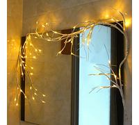 DERAYEE Christmas Decorations 1.8m/5.9ft White Garland with 48 LED Battery Operated Lights Waterproof Lighted Willow Vine Twig for Indoor Home Garden Wall Fireplace Party Decorations