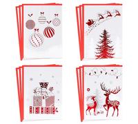 DERAYEE Christmas Greeting Cards with Envelopes, 12 Pack Classic Christmas Cards Merry Christmas Cards for Family Friend Colleague