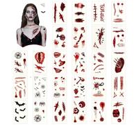 DERAYEE Halloween Tattoo Face, 30 Sheets Halloween Tattoo Scars, Fake Scab Blood Scratches Tattoo for Carnival, Party
