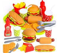 DERAYEE Kitchen Toy, Food Toy, Children's Kitchen Accessories, Hamburger Set, Role Play Gift for Children from 3 Years