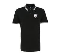 Derby 1950s Retro Football Iconic Polo Embroidered Logo Black/White