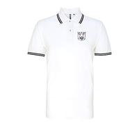 Derby 1950s Retro Football Iconic Polo Embroidered Logo White/Black