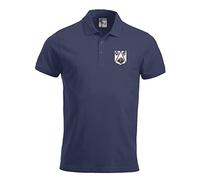 Derby 1950s Retro Football Polo Embroidered Logo Navy