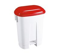 Derby 60 Litre White/Red Plastic Pedal Bin 348012