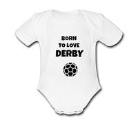 DERBY Born to Love Football Personalised Unique Baby Vest Baby Grow Babygrow Cute Novelty Boys Girls Footy Funny