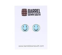 Derby & Bourbon Enamel Stud Earrings - Southern Derby Jewelry - Mint Julep and Horseshoe Studs - Horse Racing Inspired Gift - Equestrian Jewelry - Southern Style Accessories, Standard, Enamel, No