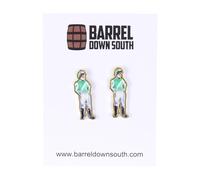 Derby & Bourbon Enamel Stud Earrings - Southern Derby Jewelry - Mint Julep and Horseshoe Studs - Horse Racing Inspired Gift - Equestrian Jewelry - Southern Style Accessories, Green Standing Jockey