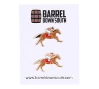 Derby & Bourbon Enamel Stud Earrings - Southern Derby Jewelry - Mint Julep and Horseshoe Studs - Horse Racing Inspired Gift - Equestrian Jewelry - Southern Style Accessories, Standard, Enamel, No