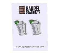 Derby & Bourbon Enamel Stud Earrings - Southern Derby Jewelry - Mint Julep and Horseshoe Studs - Horse Racing Inspired Gift - Equestrian Jewelry - Southern Style Accessories, Standard, Enamel, No