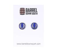 Derby & Bourbon Enamel Stud Earrings - Southern Derby Jewelry - Mint Julep and Horseshoe Studs - Horse Racing Inspired Gift - Equestrian Jewelry - Southern Style Accessories, Blue Horseshoe, Standard