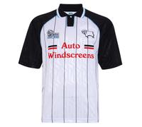 Score Draw Derby County 1994 Retro Football Shirt White/Black Medium Nylon