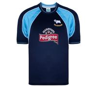Score Draw Derby County 2002 Away Retro Football Shirt Blue Large Polyester