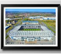 Derby County FC Gifts, Pride Park Stadium Framed Print, Poster, Wall Art, Football Club Memorabilia. (Black Frame, 43cm x 33cm)