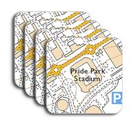 Derby County Football Ground Map Coaster Set, Pride Park Stadium Map Set of 4 Coasters, Coaster Gift Set for Derby County Supporter
